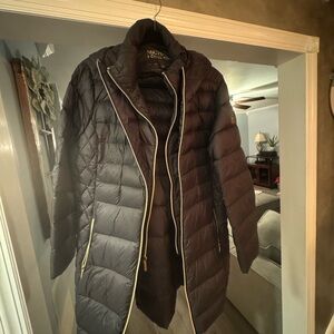Michael Kors Black Puffer Jacket with Gold Accents